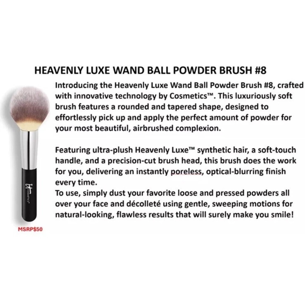 🖌️IT COSMETICS🖌️ #8 HEAVENLY LUXE WAND BALL POWDER BRUSH NWT SEALED💜 - Picture 4 of 8